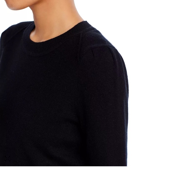 Luxurious 100% Cashmere Puff Sleeve Crewneck Sweater By Aqua in Black - Picture 7 of 8